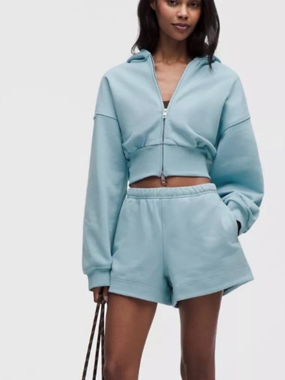 lululemon athletica French Terry Mid-Rise Short 3.5". Color seafoam
